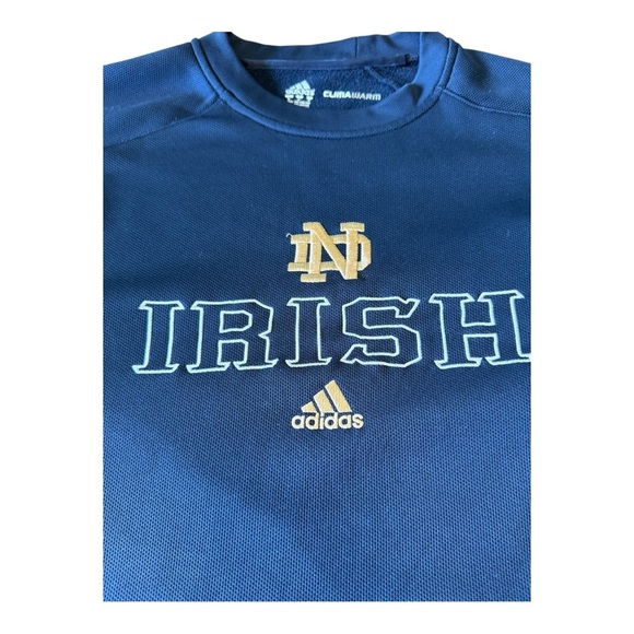 ADIDAS NOTRE DAME IRISH ClimaWarm Crew Neck Sweater Pullover Medium Clean - Picture 3 of 8
